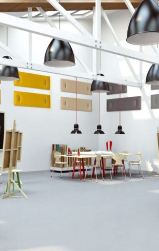 modern interior of artist`s workshop. High resolution illustration.